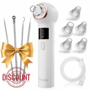 Blackhead Remover Tool 3 Suction Levels Facial Pore Vacuum Cleaner                                                          Portable Black Head Remover for Face USB Rechargeable Blackhead Extractor with 5 Suction Heads for All Skin Types