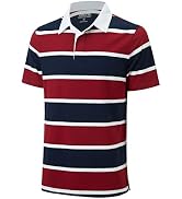 VANLYTK Mens Polo Shirts Striped Cotton Moisture Wicking Classic Collared Casual Golf Shirts for Men