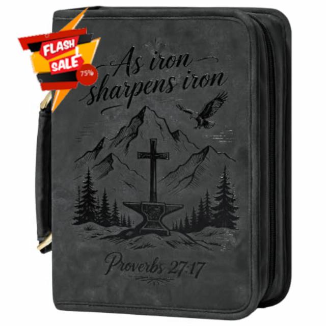 Joymee Leather Bible Cover for Men Women Handle Zipper Bible Carrying Case                                                          Portable Carrying Study Bible Covers Supplies Multi-Organizer Accessories Includes Bookmark Christian Gift Box Packaging