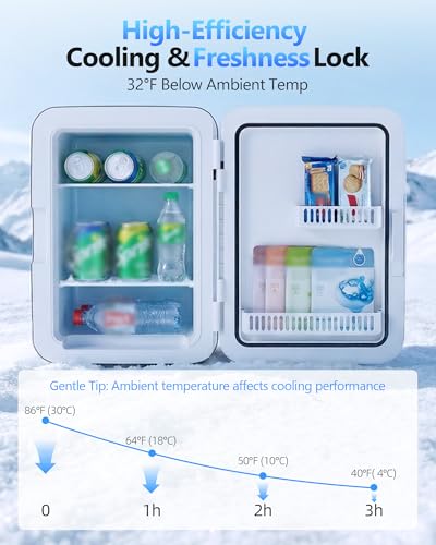 2.6 Gal Mini Personal Fridge Small Cooler with AC/DC Adapters for Beverages