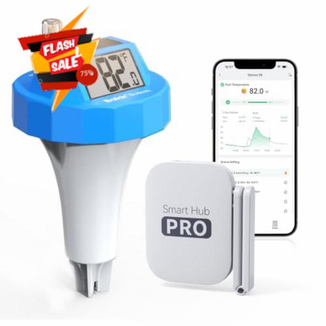 WiFi Smart Pool Thermometer Floating Water Temperature Monitor with Gateway                                                          App Temperature Alerts