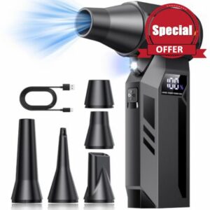 150000 RPM Compressed Air Duster with LED Display&Light