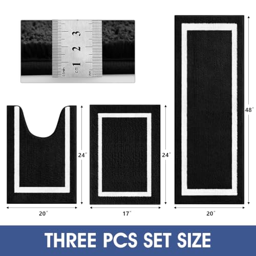 Black Ultra Soft Thick Plush Fluffy Bath Rugs