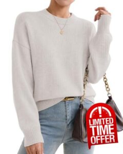 Oversized Sweaters for Women Cashmere Crewneck Pullover Sweater                                                          Long Sleeve Casual Sweaters Ribbed Knitted Pullovers Warm Soft Drop Shoulder Sweater Jumper Tops Fall Winter Trendy Outfits