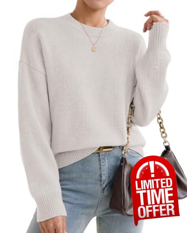 Oversized Sweaters for Women Cashmere Crewneck Pullover Sweater                                                          Long Sleeve Casual Sweaters Ribbed Knitted Pullovers Warm Soft Drop Shoulder Sweater Jumper Tops Fall Winter Trendy Outfits