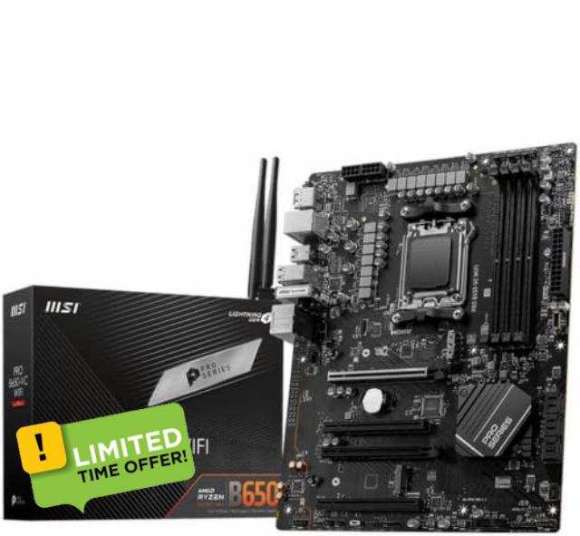 MSI PRO PRO B650-VC WiFi AM5 AMD B650 SATA 6Gb/s DDR5 ATX Motherboards - Supports AMD Ryzen™ 9000/8000/ 7000 Series Desktop Processors (Renewed)