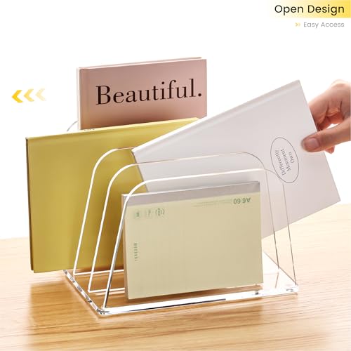 4-Section Upright Magazine Holder Vertical File Folder Holder
