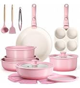 5PCS Pots and Pans Set Non Stick, Nonstick Cookware Set Detachable Handle,Ceramic Pots for C...