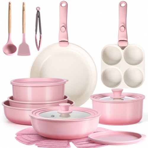 Nonstick Cookware Set Detachable Handles Non-Toxic