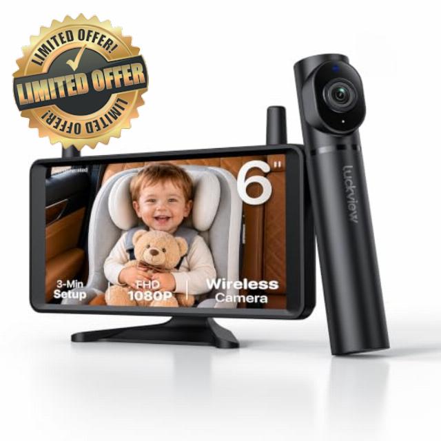 LUCKVIEW GOF2 Baby Car Camera Wireless with 6" Monitor for Baby Rear-Facing 6-inch Anti-Glare Large Screen