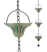 OUISJYER Rain Catcher Chain Fluted Cup Metal Downspout Replacement | 8.6FT Length Rain Chain for ...