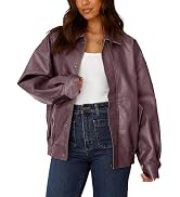 PRETTYGARDEN Women's Faux Leather Motorcycle Jacket Trendy Fall Spring Clothes Oversized Zip Up W...