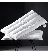 Three Geese Luxury Natural Flat Thin Goose Feather Down Pillows Standard Size, 2.5" Height, 100% ...