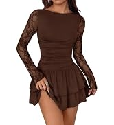 BTFBM Fall Wedding Guest Dress for Women Formal Floral Maxi Dresses | Long Sleeve,Crew Neck,Flora...