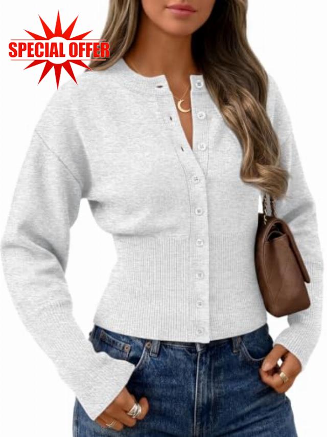 Trendy Queen Womens Cropped Lightweight Cardigan Sweaters 2026 Fall Outfits                                                          Button Up