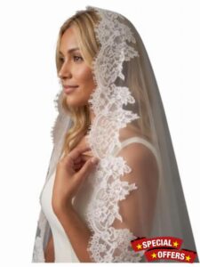 Matilla Wedding Bridal Veil Full French Lace Applique Edge Veils