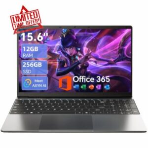 15.6'' AI Laptop with Office 365 12GB RAM 256GB SSD Win 11 Laptops                                                          7000mAh Battery