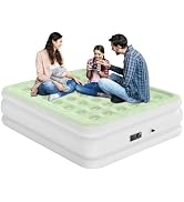 DIMAR GARDEN Queen Air Mattress Inflatable Bed Sleeping Pad for Camping | Blue Patterned Soft Wat...