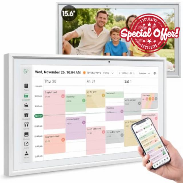 Digital Calendar Wall Touch Screen-Smart Electronic Photo Frame 15.6                                                          Interactive family planner