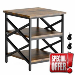 23.6"x23.6" Large Printer Stand with Adjustable Storage Shelf                                                          3 Tier 3D Printer Table with Industrial Wheels