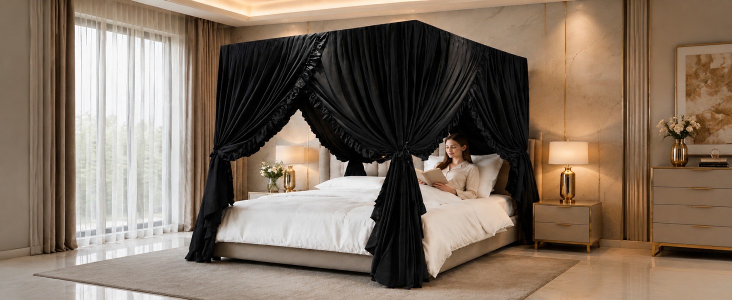 canopy bed curtains queen