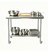 FITHOW 24"x60" Heavy Duty Stainless Steel Work Table with Adjustable Feet | 1" Height Adjustable ...