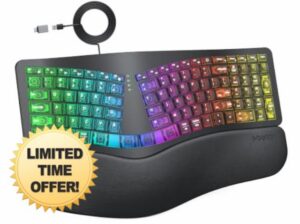 MEETION Wired Ergonomic Keyboard with Backlit Keys and Wrist Rest