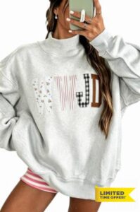 Womens Jesus Christian Slogan Embroidered Mock Sweatshirt Exposed Seam                                                          Cozy Cotton Blend