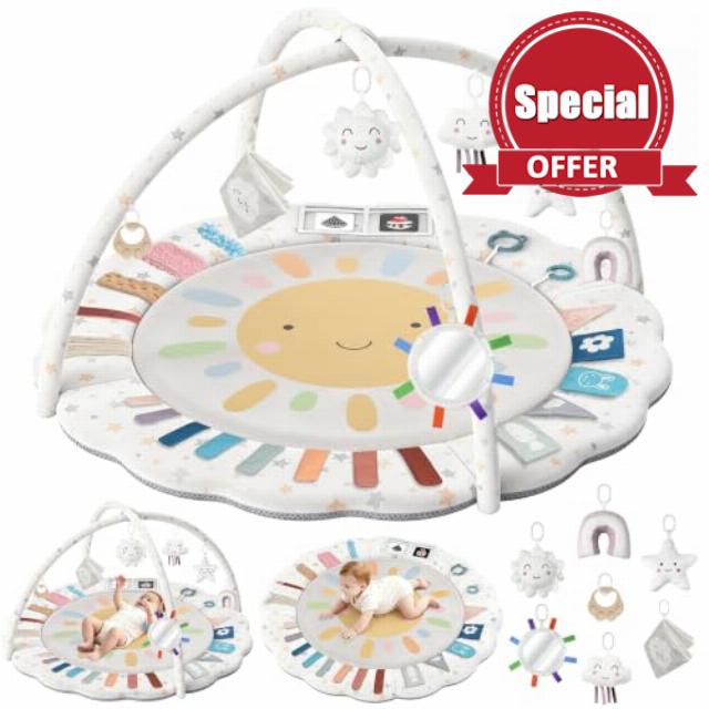 Baby Play Gym: Soft Cotton Tummy Time Activity Mat