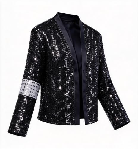 Retro 80s & 90s Style Stage Outfit A Retro Kids Disco Costume Set Comes with a Sequined Jacket and Matching Accessories and Is Suitable for Kids Ages 3–12.
