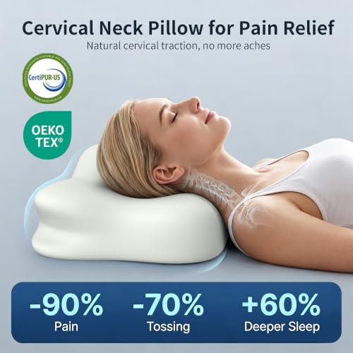 2 Heights Contour Orthopedic Pillow Deep Sleep Pillow for Side Back Stomach Sleepers (White)