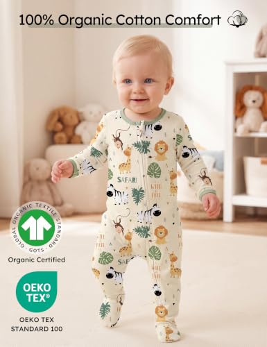 Girl Boys Newborn Pajamas Convenient 2-way Zipper Pjs for Baby Clothes