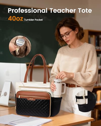 Waterproof Work Tote Bags for Women Nurse Bag Bible Bag Laptop Purse College Office Computer Handbag