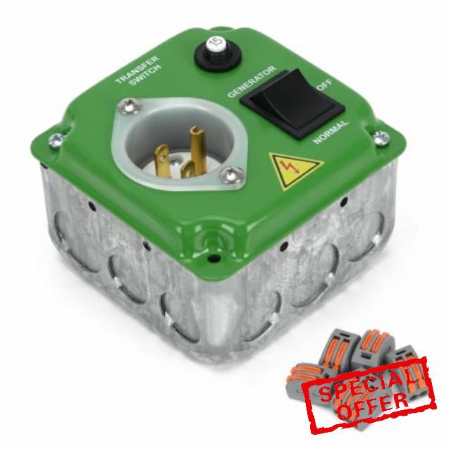 15 Amp 125V Manual Generator Transfer Switch