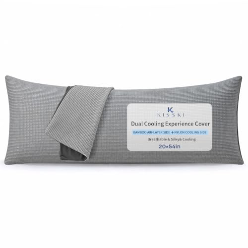 Gray Pillowcase for 20x54 Inch Pillow Waffle Quilted Texture
