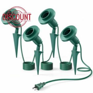 SURAIELEC 4-in-1 Plug in Flood Light Holder Outdoor