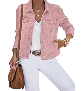 luvamia Women's Basic Button Down Stretch Fitted Long Sleeves Denim Jean Jacket