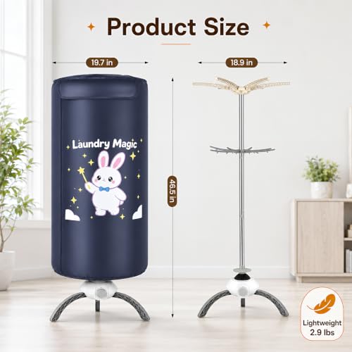 900W PTC Drying Wardrobe with Towel Rack 1-180 Min Timer; 46.5 in Tall; Overheat Protection; Tool-Free Disassembly for Apartments