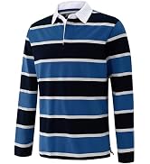 VANLYTK Mens Polo Shirts Striped Cotton Moisture Wicking Classic Collared Casual Golf Shirts for Men