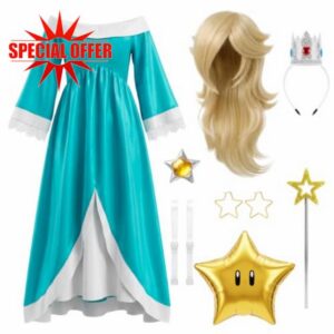 Halloween Women Costume Dress Wig Crown Earrings Wand for Adults Cosplay-M