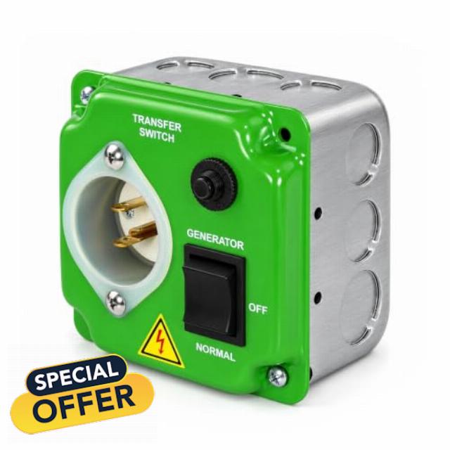 20 Amp 120V Generator Transfer Switch compatible with EZ Manual Switch                                                          Pre-Wired Essential Circuit Backup Power Switch for Home