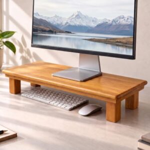 Desk Riser for Monitor                                                          24" Solid Teak Wood Monitor Stand For Monitor