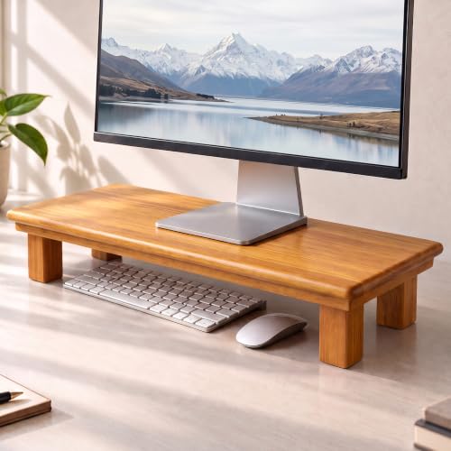 Desk Riser for Monitor                                                          24" Solid Teak Wood Monitor Stand For Monitor