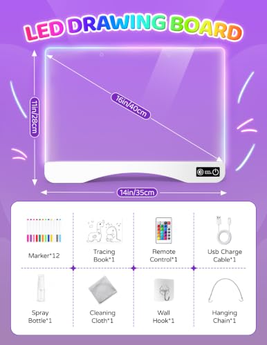 Light Up Dry Erase Board Christmas Gift for Kids 3-12