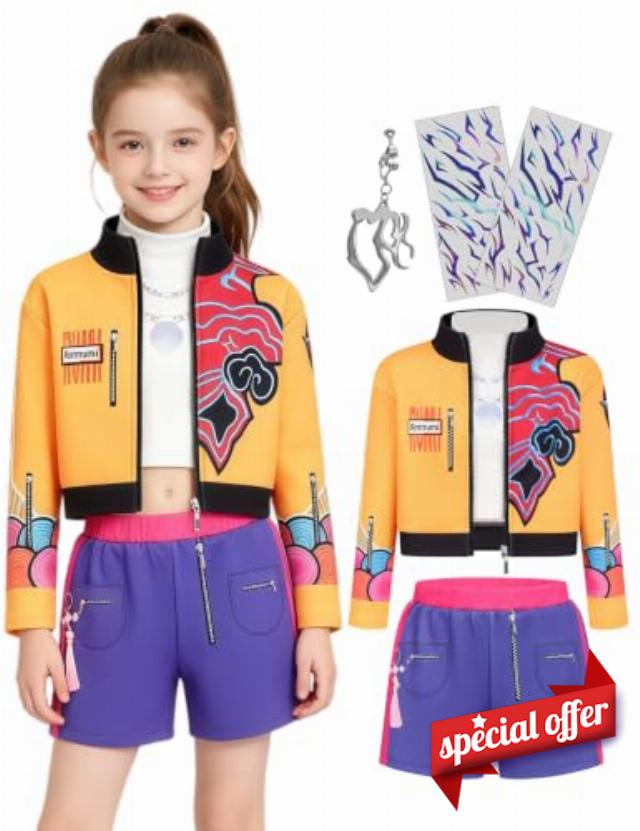 Pop Star Costume Kids Girls Stage Outfit Halloween Costumes with Accessory                                                          Hunters Costume