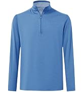 MICHEL ROUEN Quarter Zip Pullover Mens Golf Shirts Long Sleeve Sweatshirt | Striped Mock Neck Per...