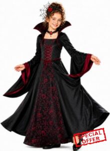 Girls Vampire Costume for 3-6 6-9 9-12 Scary Draculaura Halloween Costumes                                                          Vampire Costume for Girls with Headband