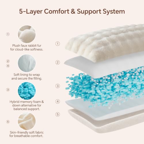 Cream Fuzzy Long Bed Pillow
