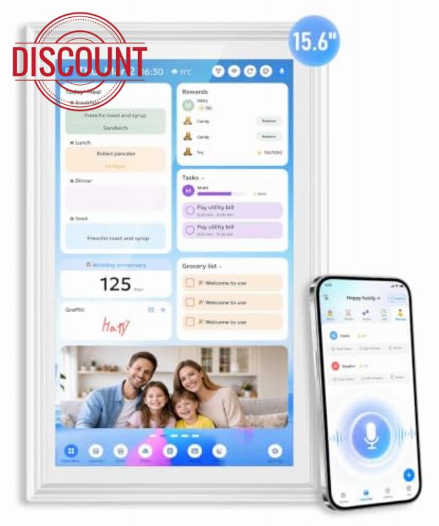 15.6'' Digital Calendar Wall Touch Screen with Voice AI