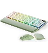EWEADN V98 Wireless Keyboard and Mouse Combo, Dual Wrist Rest Ergonomic Keyboard with 9 Backlit E...